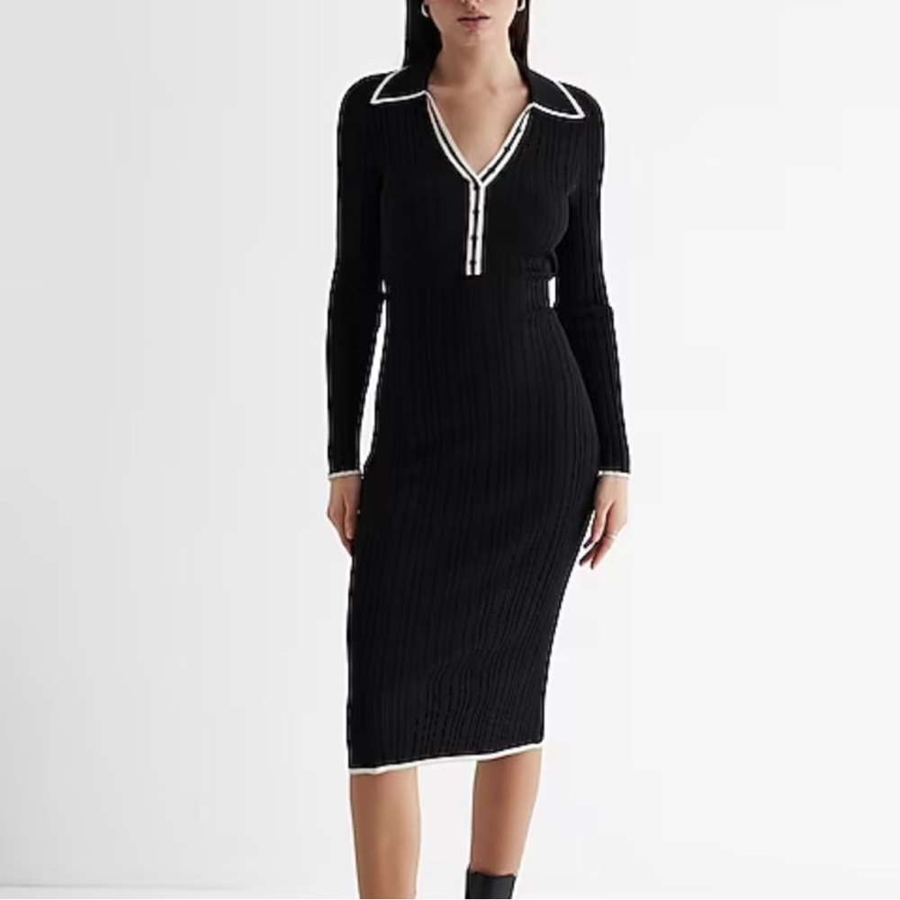 Express Ribbed Tipped V-Neck Midi Sweater
Polo Dress